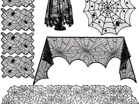 Image for Halloween Cobweb Lace Tablecloth Set