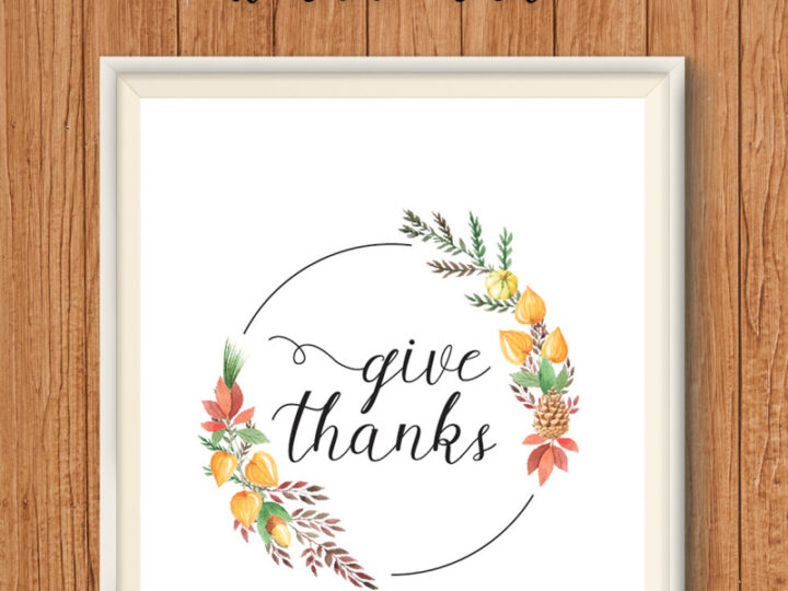 Image for Free Thanksgiving Printables Decoration – Give Thanks Wreath