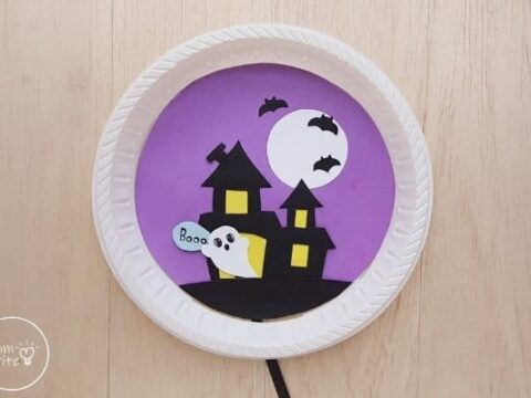 Image for Paper Plate Halloween Haunted Mansion Craft [Free Template]