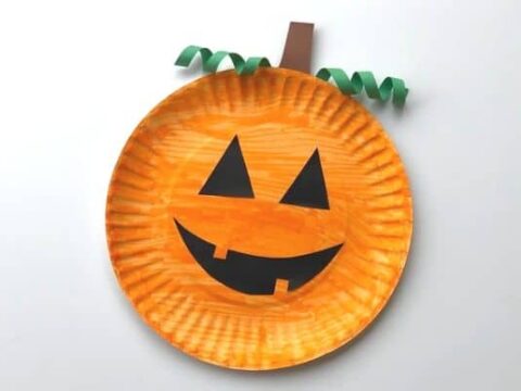 Image for Easy Paper Plate Pumpkin Craft for Halloween