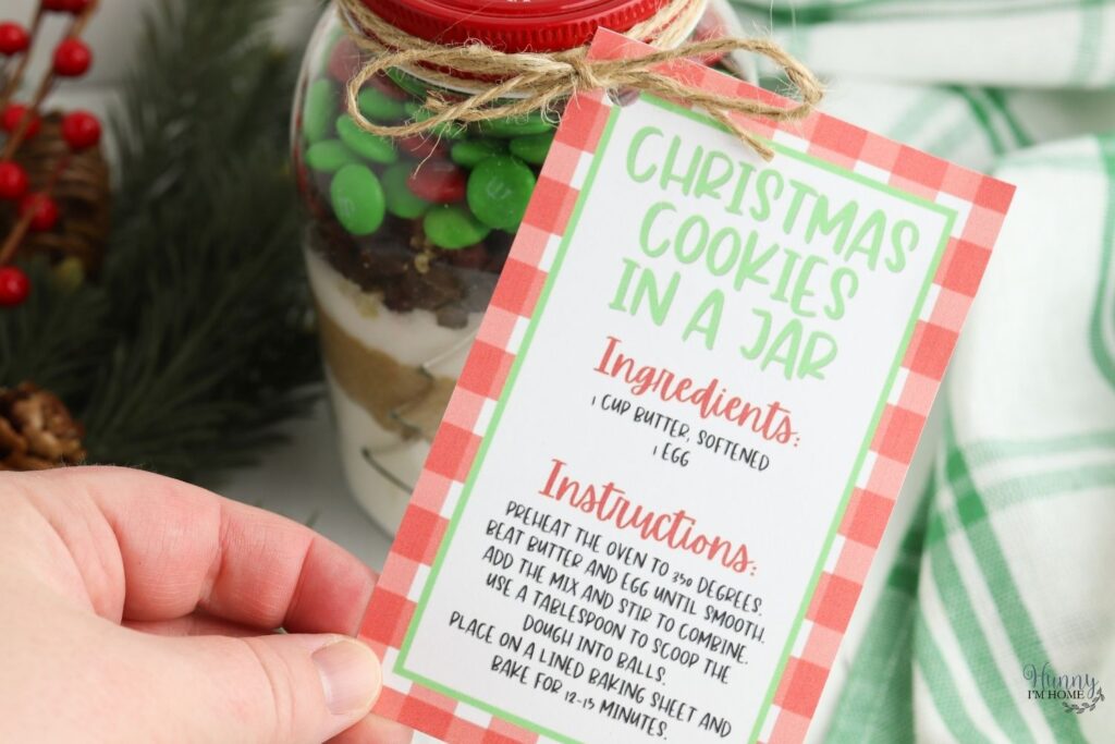 Christmas cookies in a jar gift tag