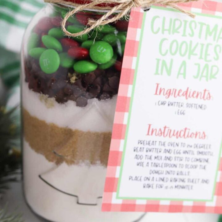 m and m christmas cookies in a jar