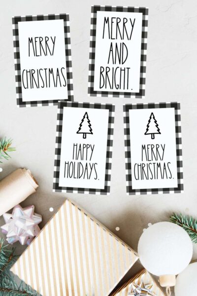 buffalo plaid rae dunn christmas gift tags