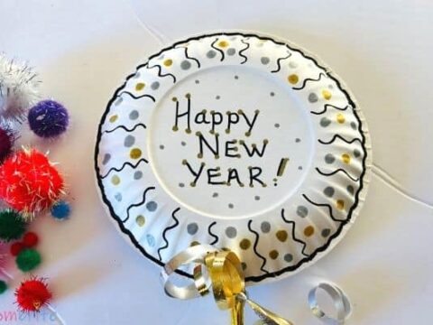 Image for Paper Plate New Years Noisemaker Craft