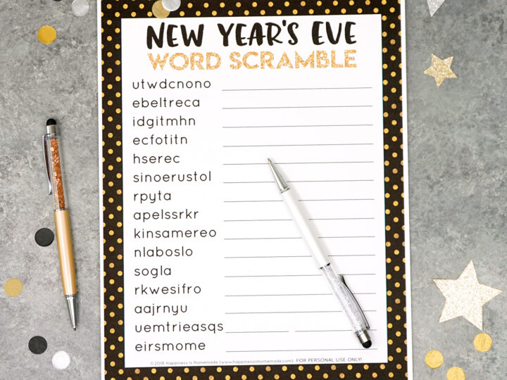 Image for New Year's Eve Word Scramble Printable