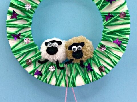 Image for Easy Pom Pom Sheep Wreath for Spring and Easter 