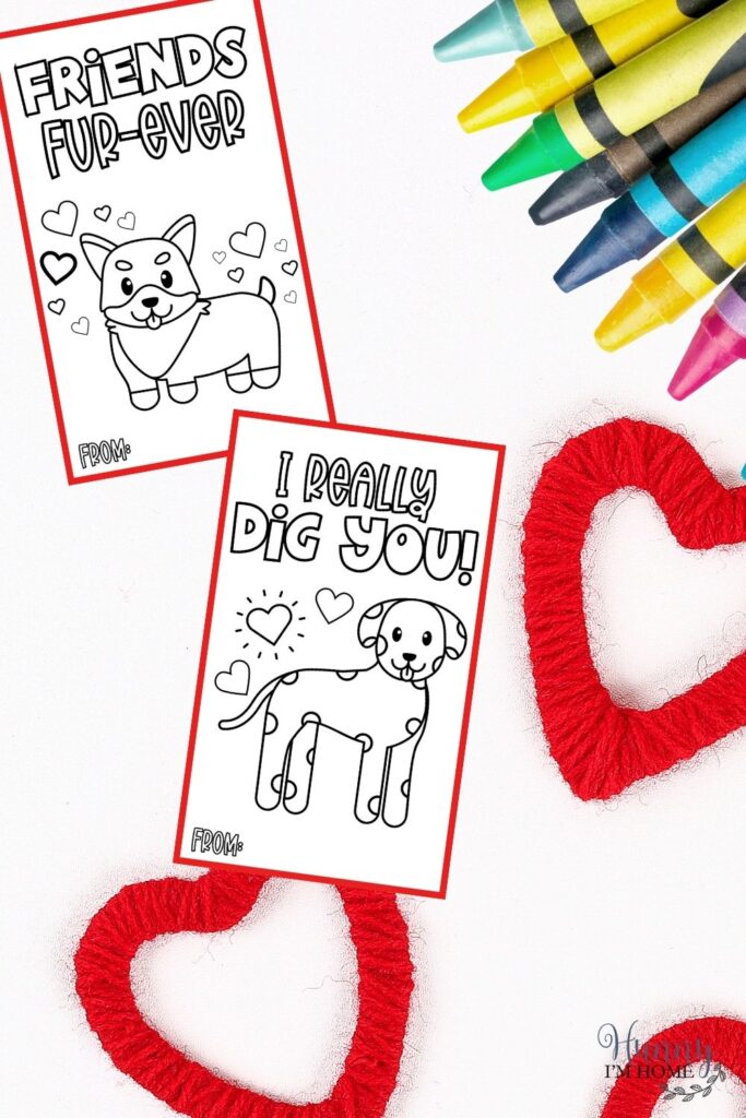dog valentines to color