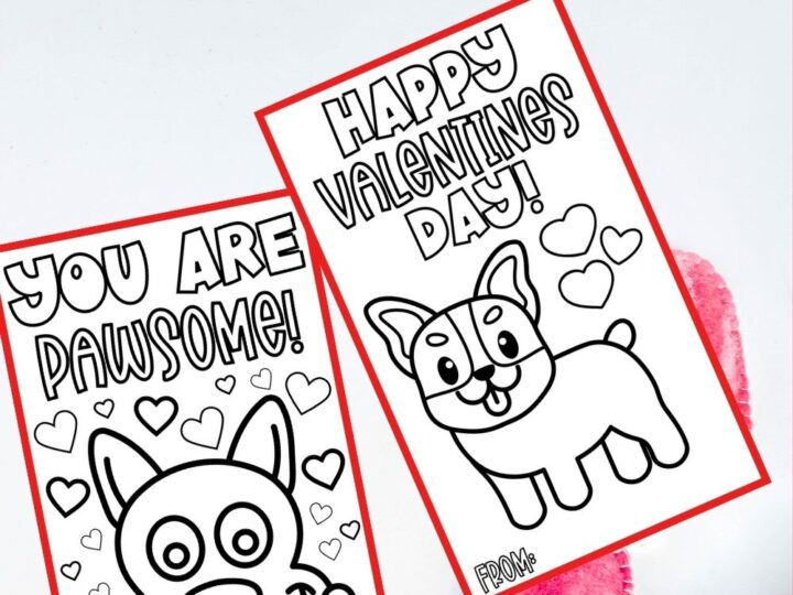 printable dog valentines to color