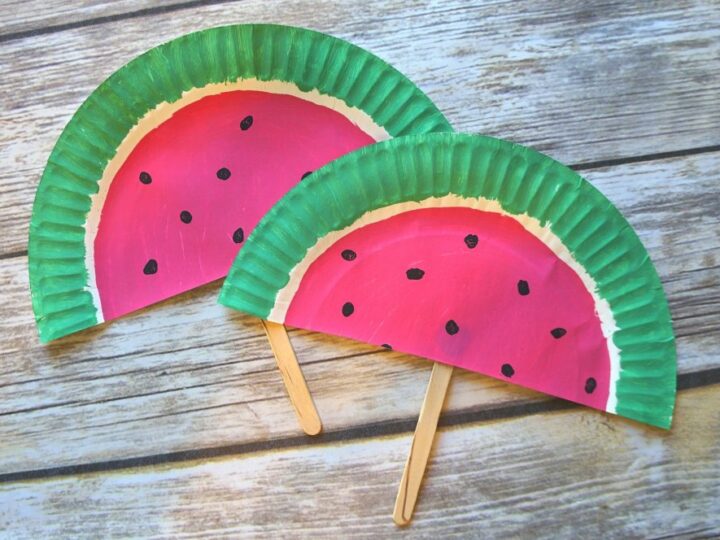 Image for DIY Paper Plate Watermelon Fans Craft 