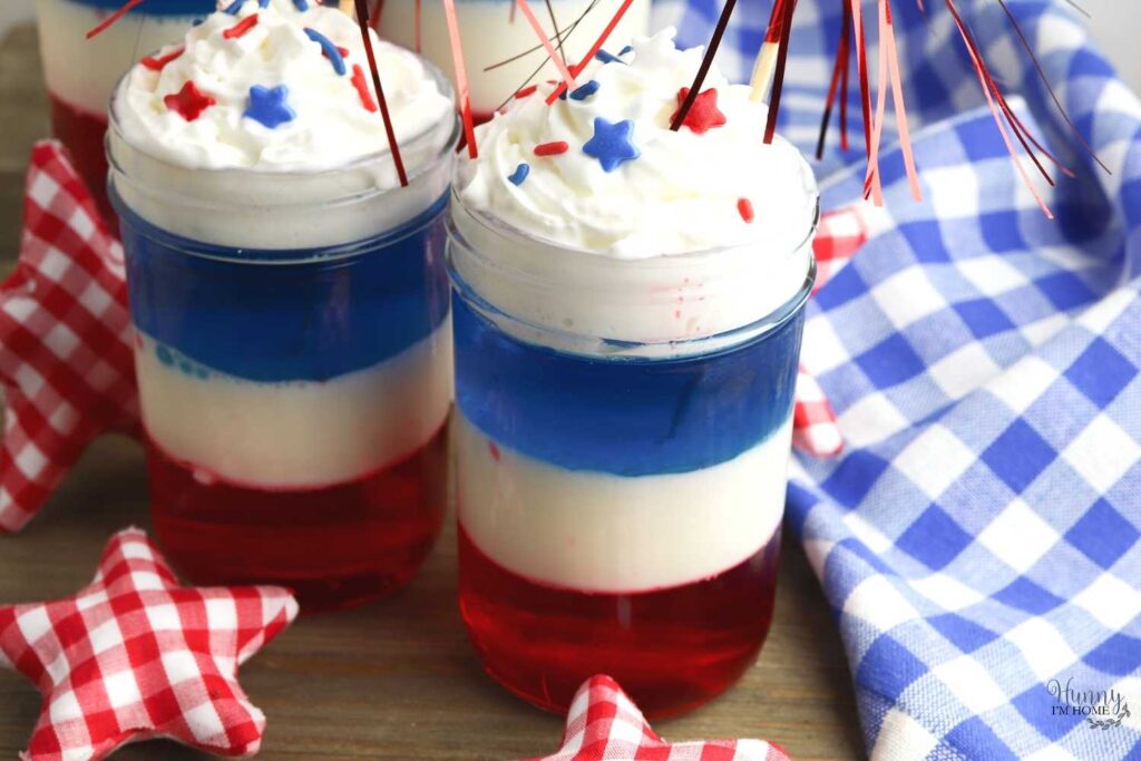 layered jello in a jar