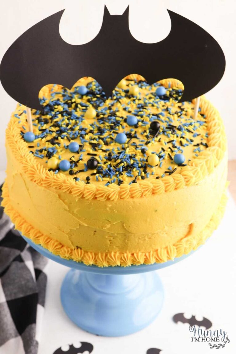 Easy Batman Birthday Cake with DIY Cake Topper