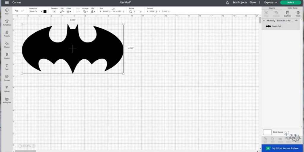 Batman Cake Topper in Design Space