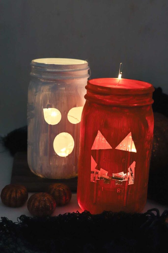 Halloween lanterns in mason jars