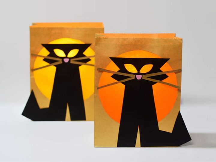 Image for Make Black Cat Paper Bag Luminaries for Halloween