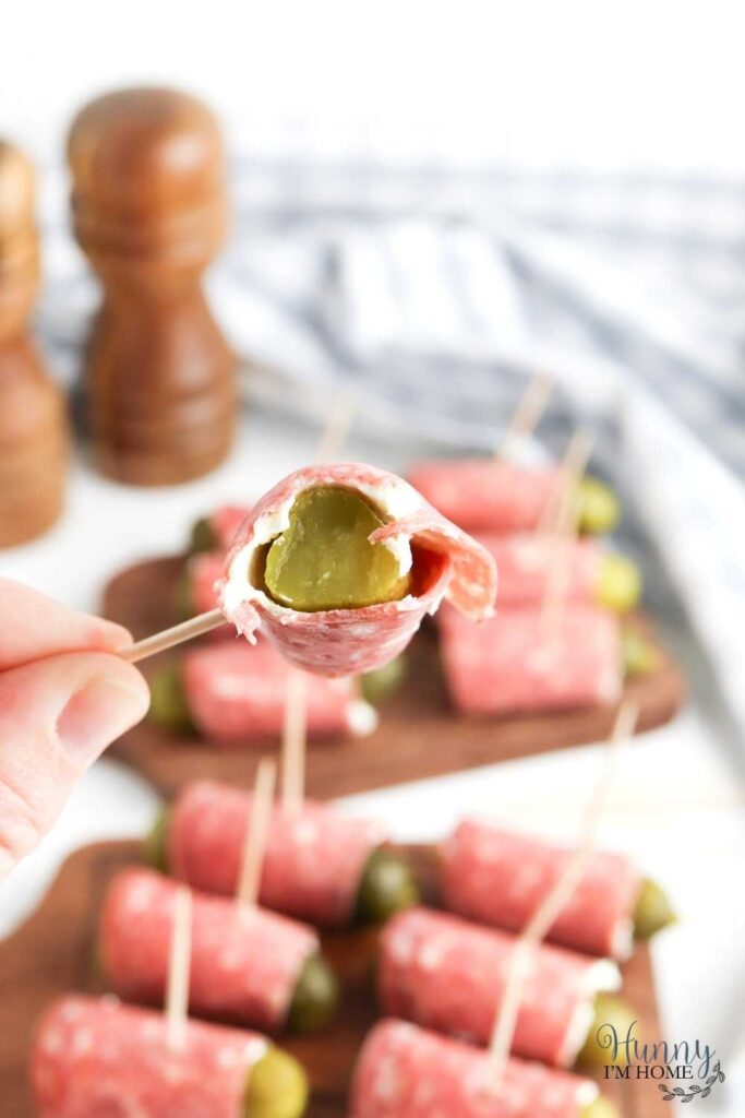 3 Ingredient Salami Wrapped Pickles