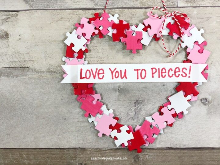 Image for Puzzle Piece Valentine Heart Wreath