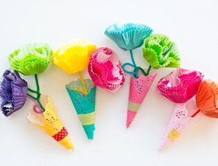 Image for DIY CUPCAKE LINER FLOWER DOILY BOUQUETS