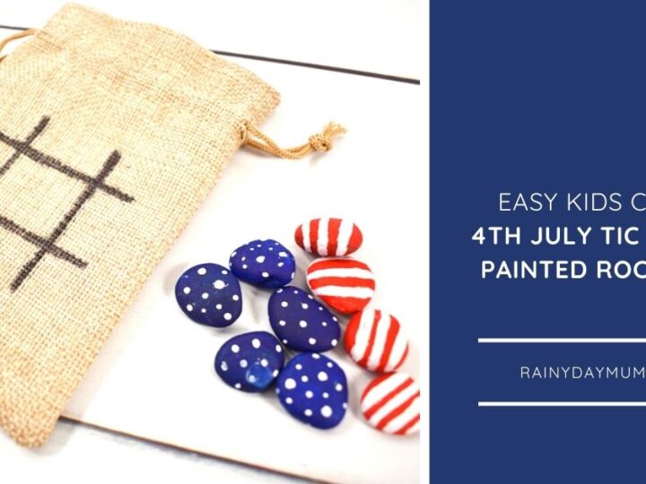 Image for 4th of July Tic Tac Toe Painted Rocks Game for Kids