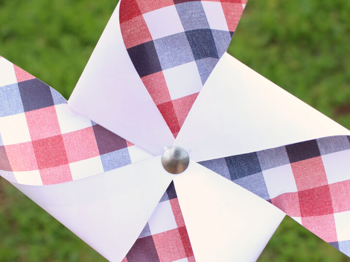 Image for July 4th Pinwheel Craft for Kids Using Scrapbook Paper