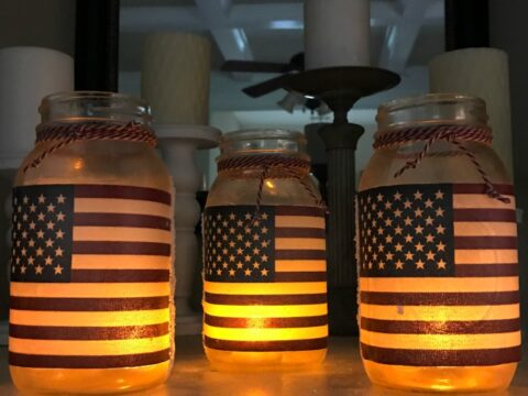 Image for Frosted Mason Jar Patriotic Luminaries