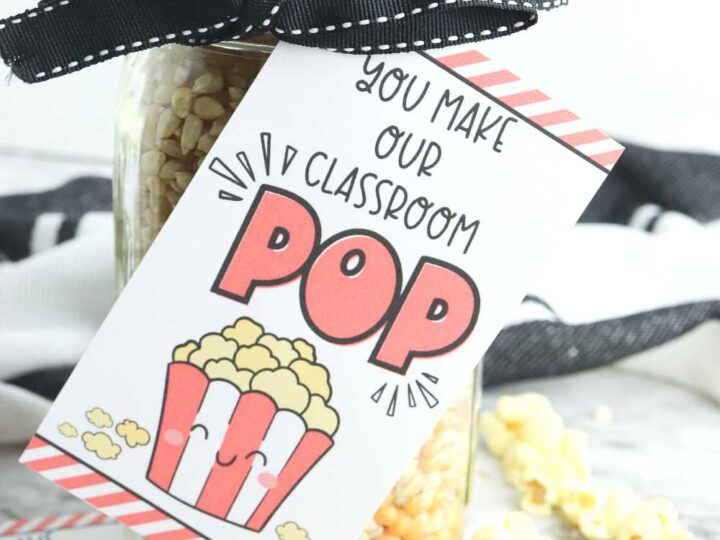 popcorn teacher gift in a mason jar