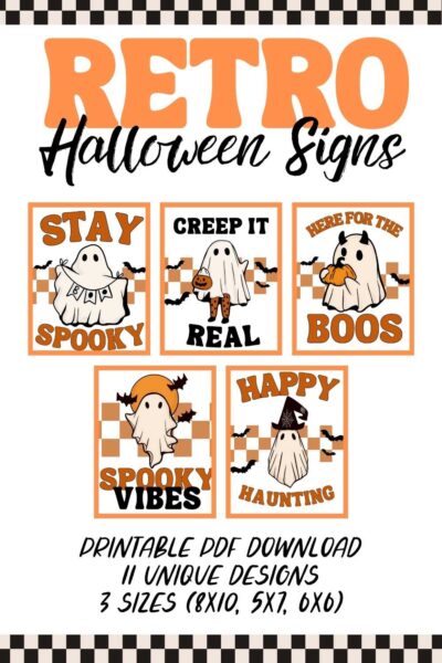 printable retro halloween signs