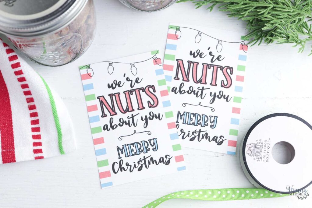 printable nuts in a jar gift tag
