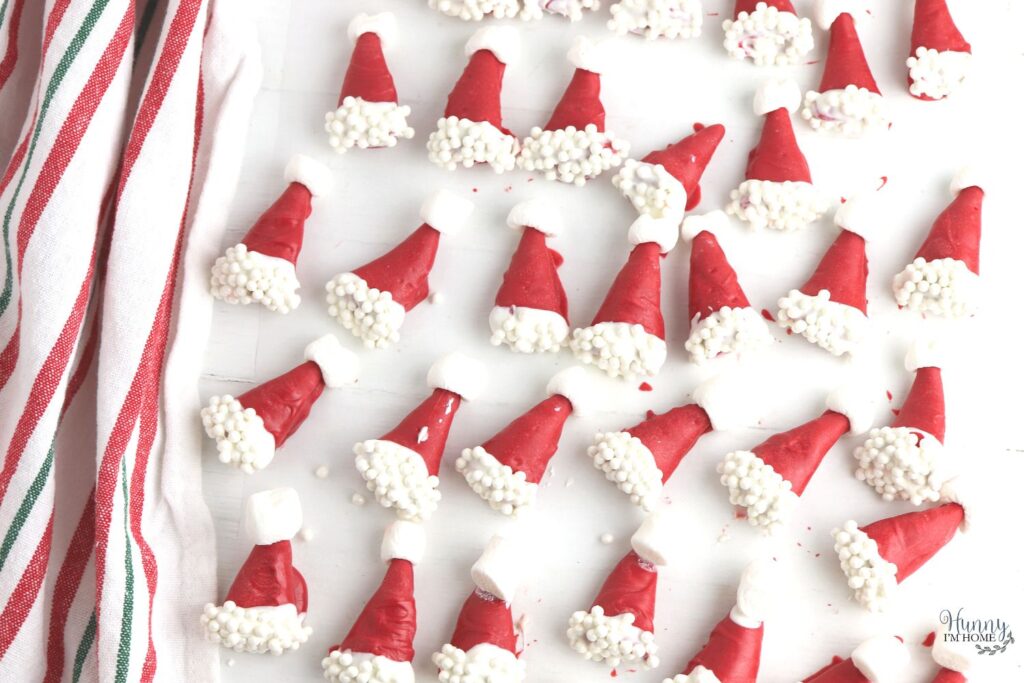 Santa hat snacks with marshmallows