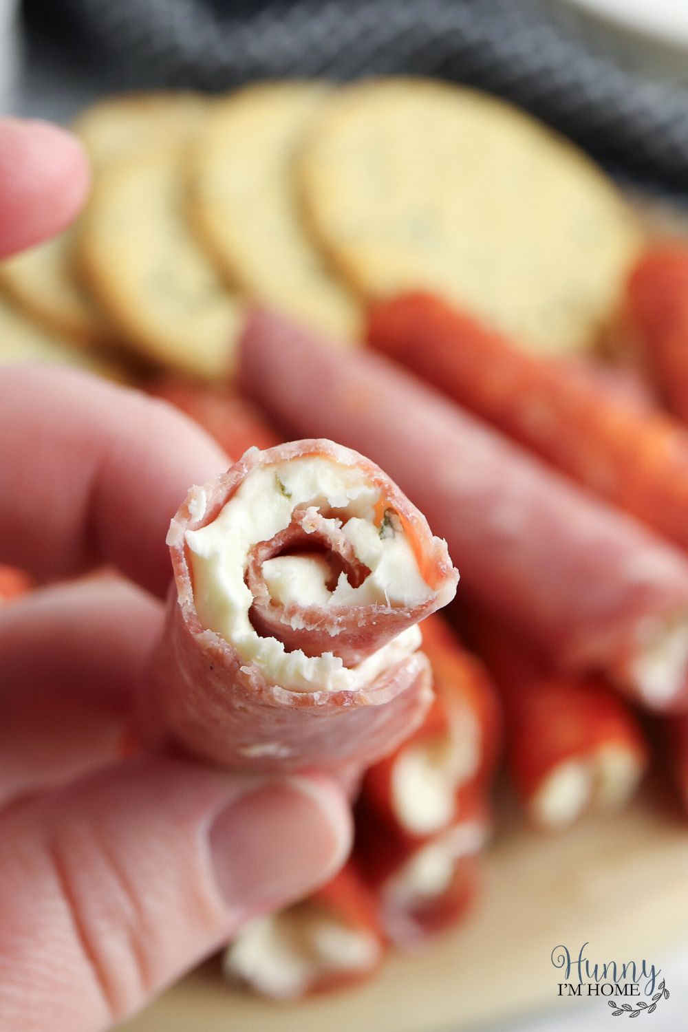 Easy Salami Roll Ups Appetizer with Cream Cheese