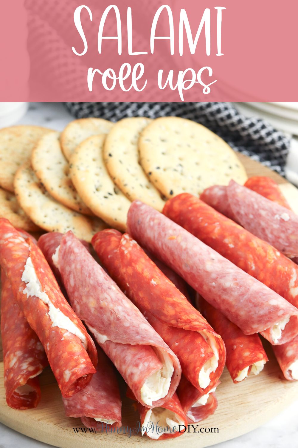 Easy Salami Roll Ups Appetizer with Cream Cheese