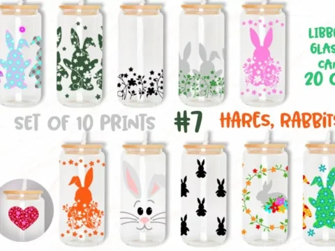 Image for Easter Bunny Glass Can Wrap
