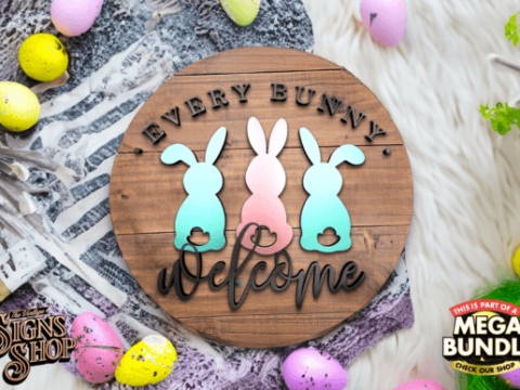 Image for Easter Bunny Round Sign SVG
