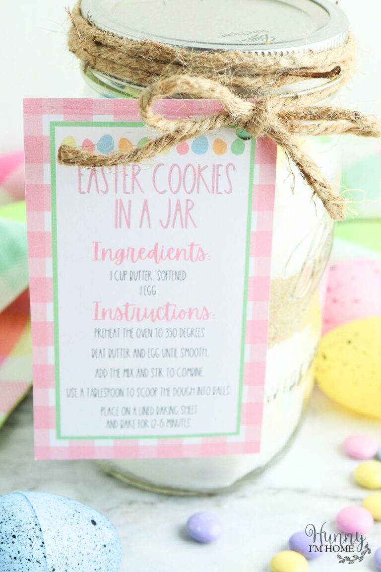 M&M Easter Cookies in a Jar with Printable Gift Tag