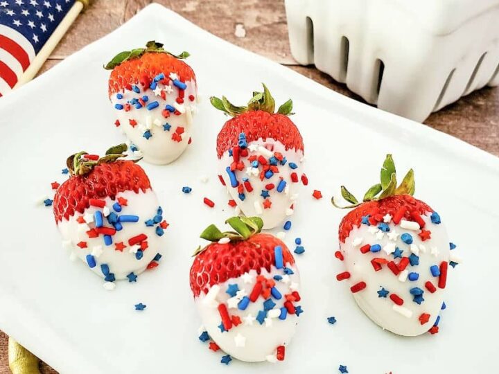 Image for Patriotic White Chocolate Dipped Strawberries with Sprinkles