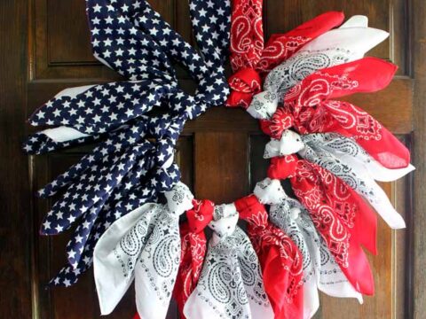 Image for How to Make a Patriotic Wreath from Bandanas