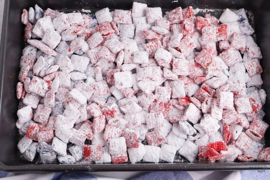red white and blue puppy chow