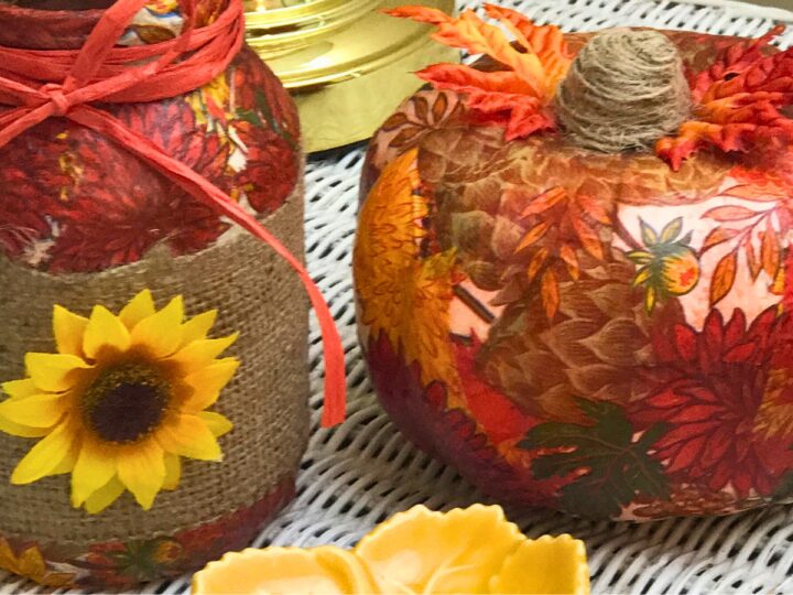 Image for Fall Napkin Dollar Store Pumpkin Makeover