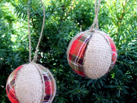 Image for Plaid and Burlap Christmas Ornaments