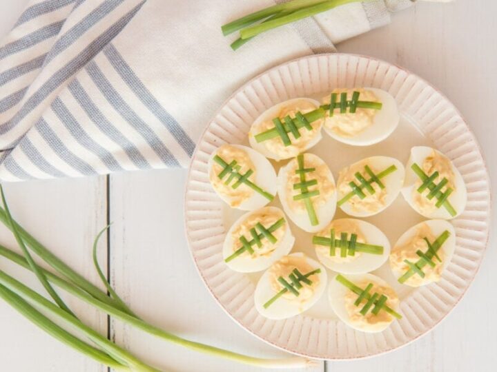 Image for Simple Football Deviled Eggs with Bacon