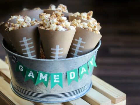 Image for Chocolate Caramel Popcorn Recipe with Popcorn Cone Template