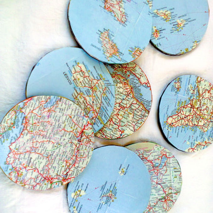 Image for Simple Upcycled Map Coasters Gift Idea