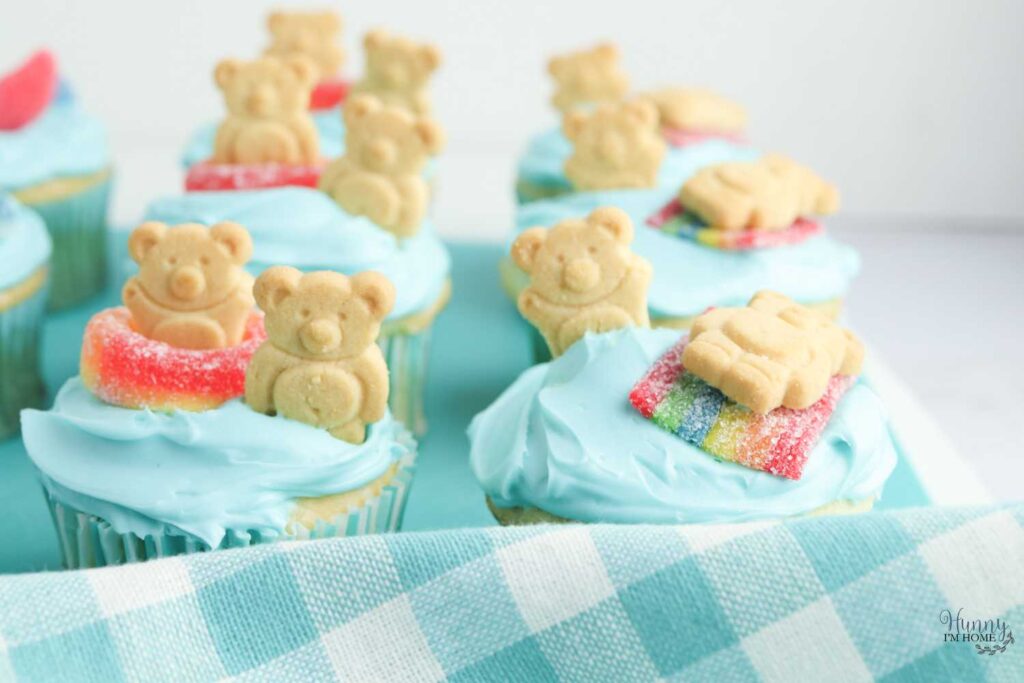 swimming bear cupcake decorations
