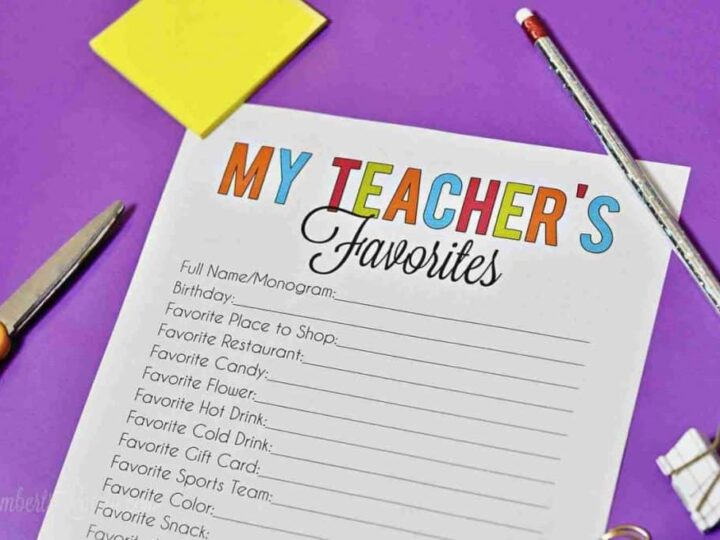 Image for Free Teacher Favorite Things Form