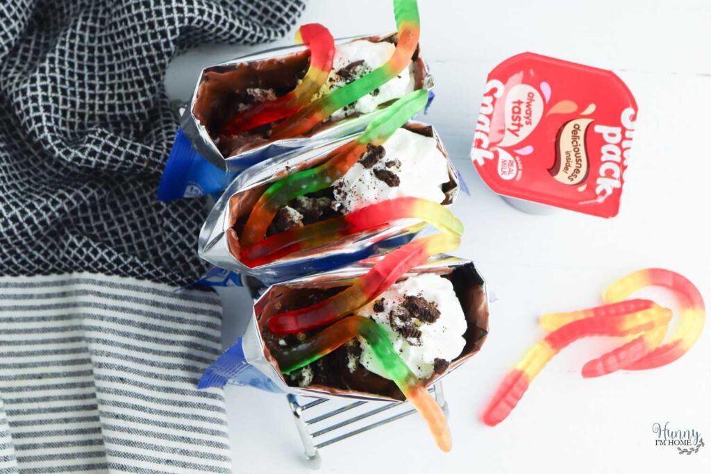 dirt and worms in a bag