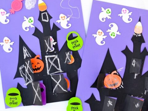 Image for Haunted House Halloween Kids Craft with Free Template