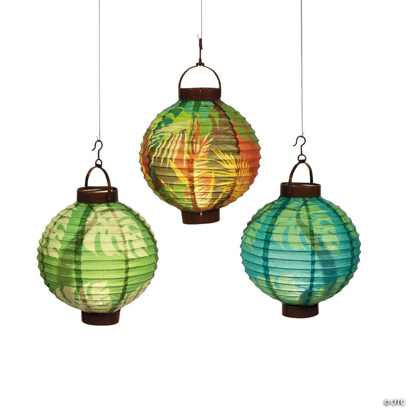 Image for Luau Leaf Light-Up Hanging Paper Lanterns