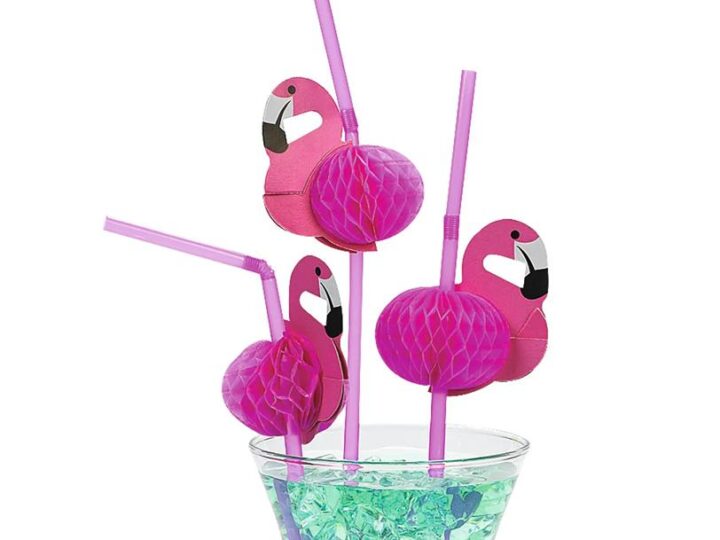 Image for Pink Flamingo Straws 